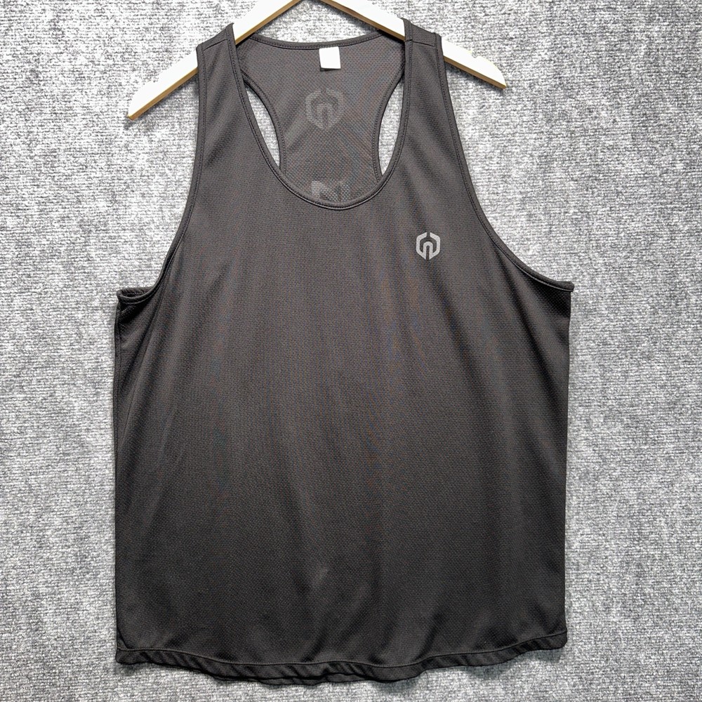 NELEUS LOGO Black Muscle Mesh Tank Top Gym Workout Size XL