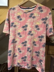 M & S Men’s XL Tropical Palms Design T Shirt Pure Cotton