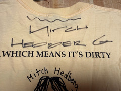 Mitch Hedberg signed T-shirt, never worn, size large, one of a kind. Yellow