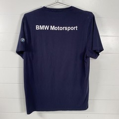 BMW Motorsport Shirt Mens Large Navy Blue Powered by M Logo Graphic Short Sleeve