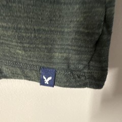 American Eagle Seriously Soft V-Neck Striped Tee Short Sleeve L Green