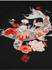 Niepce Men’s Koi Fish Embroidery Tee Japanese Streetwear T-Shirt