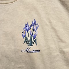 Vintage Montana Shirt Mens Large Yellow Floral Iris Graphic Made USA Jerzees 90s