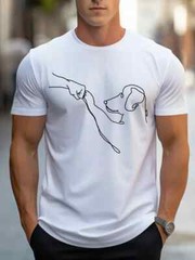 Men’s Casual Fashion Dog Print Short Sleeve T-Shirt, Comfortable Versatile