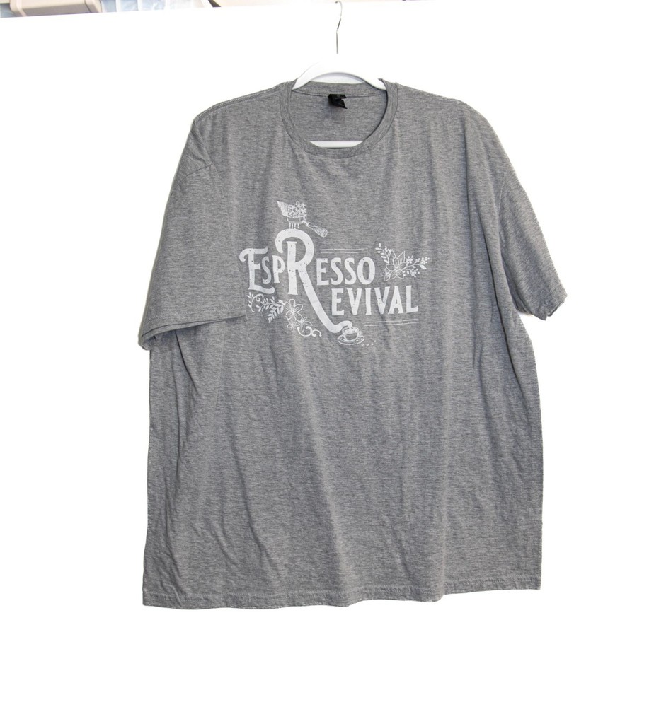 Espresso Revival Gray Graphic T-Shirt By Gildan Cotton Blend Short Sleeve Mens 2