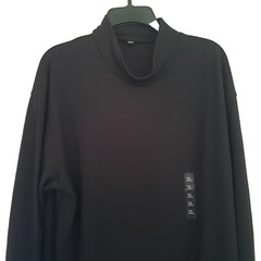 Uniqlo Mens XL Black Mock Neck Long Sleeve Shirt Minimalist Neutral NWOT