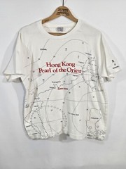 Vintage Dim Sum T-Shirt XL Hong Kong Pearl Of The Orient All Over Map Print AOP