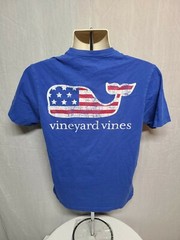 Vineyard Vines American Flag Whale Adult Blue XS TShirt
