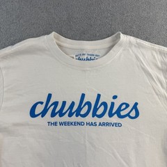 Chubbies Shirt Mens Medium White Blue The Weekend Has Arrived Graphic Tee Adult