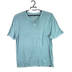 Mens Lucky Brand Teal Venice Burnout Notch Neck Henly T Shirt Short Sleeve 2XL
