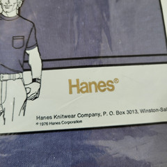 Vintage Hanes Dark Blue 1976 Single Stitch Pocket T-Shirt Men’s S (34-36) Cotton