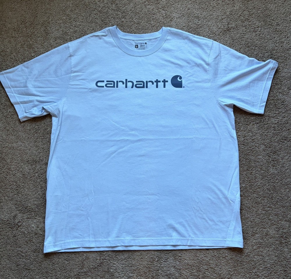 Carhartt Loose Fit Heavyweight Short-Sleeve Logo Blue TShirt Adult Size XXL 2XL