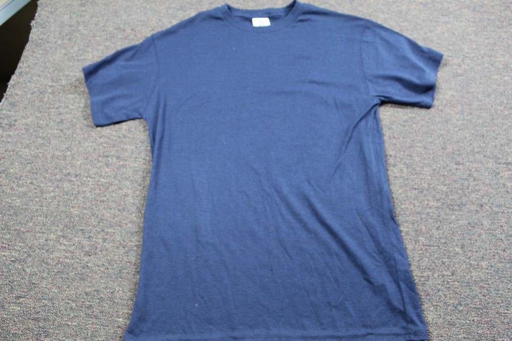 Homespun Men’s Navy Blue Basic T-Shirt Size M Cotton Blend Crewneck Regular
