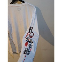Russ Rap Artist DIEMON White Stay Winning Pull the Trigger Long Sleeve Shirt LG