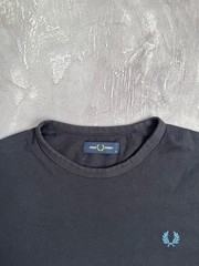 Fred Perry T Shirt Mens Medium Black Cotton Embroidered Logo Striped Ringer Cuff
