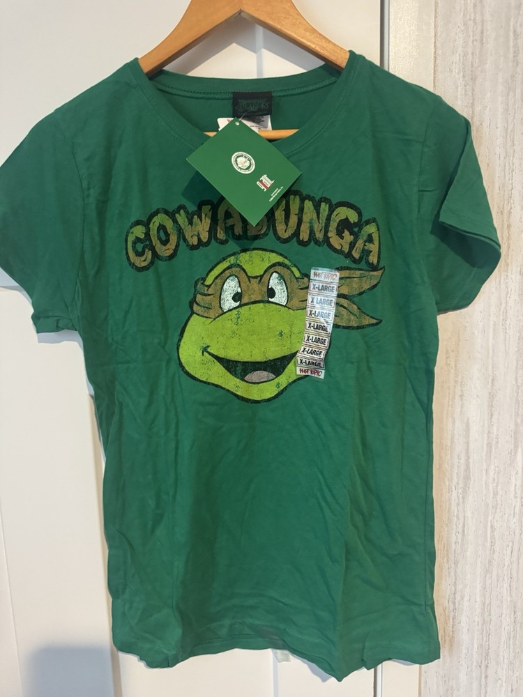 Vintage New With Tags Giant Teenage Mutant Ninja Turtles Cowbunga Shirt Size XL