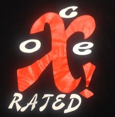 SUN WEAR X RATED OCE HOME TEAM T-SHIRT ADULT L large BLACK W/ RED S/S very nice