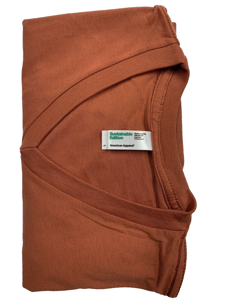 American Apparel Sustainable Collection USA MADE Vneck Tee 100% cotton Orange L