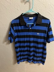 Vintage Lacoste 1/4 Button Polo Shirt Size 4 Blue Striped Mens