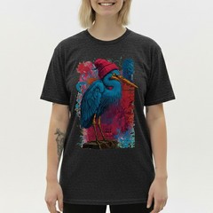 Blue Heron Bird T-Shirt Red Beanie Hat Urban Art Hipster Nature Lover Gift