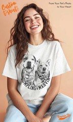 Custom Pet Portrait Comfort Tee Personalized Dog Cat Photo Shirt Gift