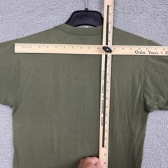 VTG Army Green T Shirt Single Stitch Olive MZRS 16.5” PTP Military Distress 70s