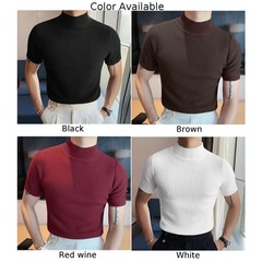 Mens KnitwearT-Shirts Mock Neck Sweater T-Shirt Turtleneck Undershirt