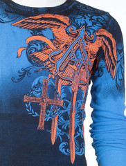 ARCHAIC by AFFLICTION Men’s Long Sleeve THERMAL Shirt DAVENTRY Biker Blue $58