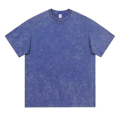 Unisex Acid Wash Faded Heavyweight O-neck Tshirt Pink Purple Blue Green