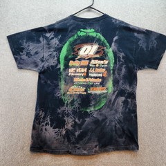 Racing 01 Shirt Mens XL Black Bleach Tie Dye Sponsors Graphic Dirt Track Tee