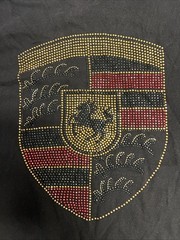 Porsche Crest Men’s Rhinestone T-Shirt Black Medium 3Forty Inc Graphic Tee 2011
