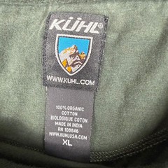 Kuhl Kommando Long Sleeve Shirt Mens XL Green Organic Cotton Hiking Outdoors