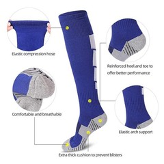 3 Pairs Soccer Socks, Sport Knee High Socks Calf Compression Athletic Socks f…