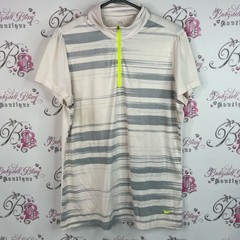 Nike golf tshirt tour performance White and Gray Striped Casual Shirt