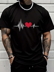 Men’S Casual Graphic Tee Classic Crew Neck Design Trendy Street Style T-shirt♮