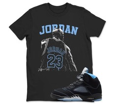Shirt to Match JD 5 Black University Blue Clothing, BLACK/WHITE
