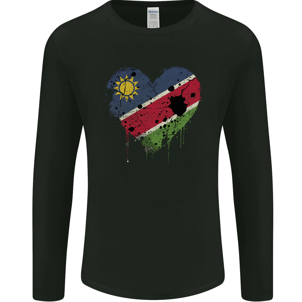 Love Namibia Flag Namibian Day Football Mens Long Sleeve T-Shirt