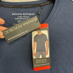 NEW Banana Republic Men’s M Luxe Touch Performance Tee 100% Cotton Navy Blue