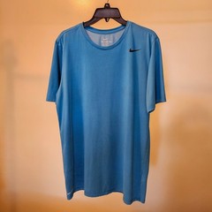Nike (The) Tee Athletic Cut Men’s Sz L Short Sleeve Teal Color Cotton/Polyster