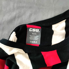 CSG T-Shirt Men 3XL/TG Striped Pullover Short Sleeve Cotton Crew Neck Preppy Y2K