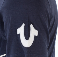 $79 TRUE RELIGION Navy UNIVERSITY OF TR Short Sleeve Applique Graphic T-shirt