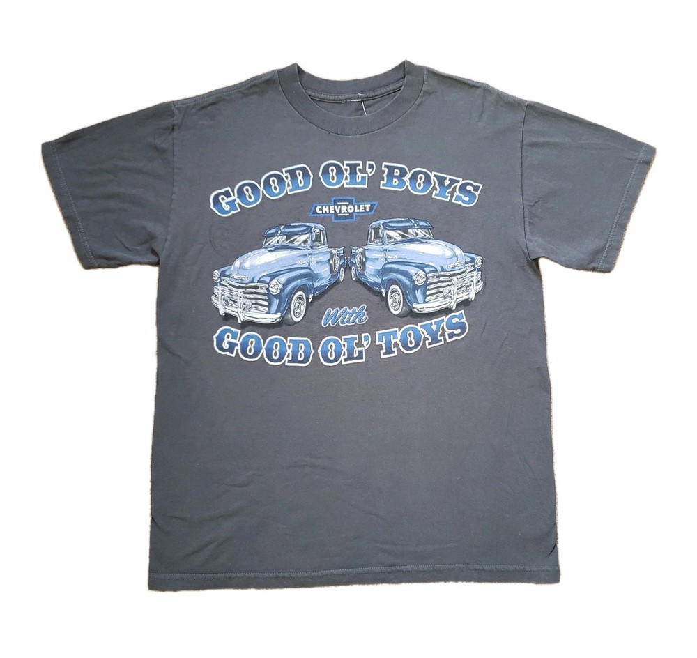 Vintage Y2K Chevrolet Good Ol Boys Size Medium Mens Gray Pickup Truck T-Shirt
