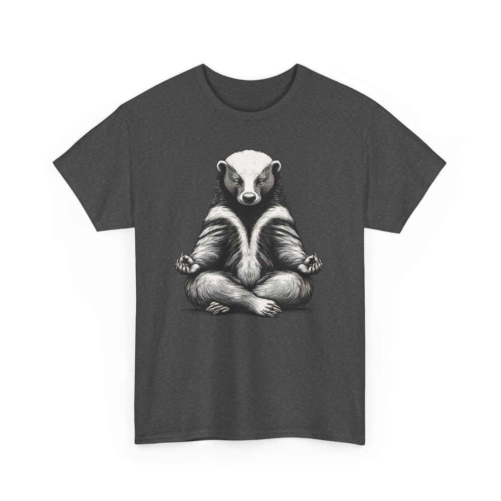 Honey Badger Doing Yoga Funny T-shirt – Novelty Meditation Men Women Graphic Tee
