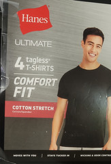 NEW Hanes Men BLACK Crew neck T-Shirt 4-Pack Comfort FIT OPEN BOX YOU CHOOSE SZ