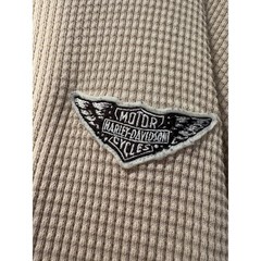 Harley Davidson Mens Tan Waffle Knit Thermal Long Sleeve Shirt Winged Logo Large