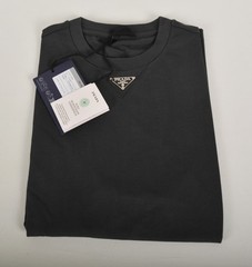 Prada Anthracite T-Shirt Medium Triangle Badge Short Sleeve Cotton