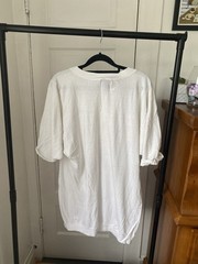 Suite Lips White Cotton Graphic Heart Beach Ocean Crew Neck T-Shirt One Size
