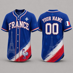 Baseball Jersey Manches Courtes France Football Pour Homme