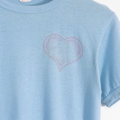 Vintage 80s Heart Ringer T Shirt Small – Single Stitch Distressed Name Text Blue