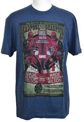 Deadpool Match Poster T-shirt Marvel Comics Superhero Graphic Tee Hthr Blue NWT
